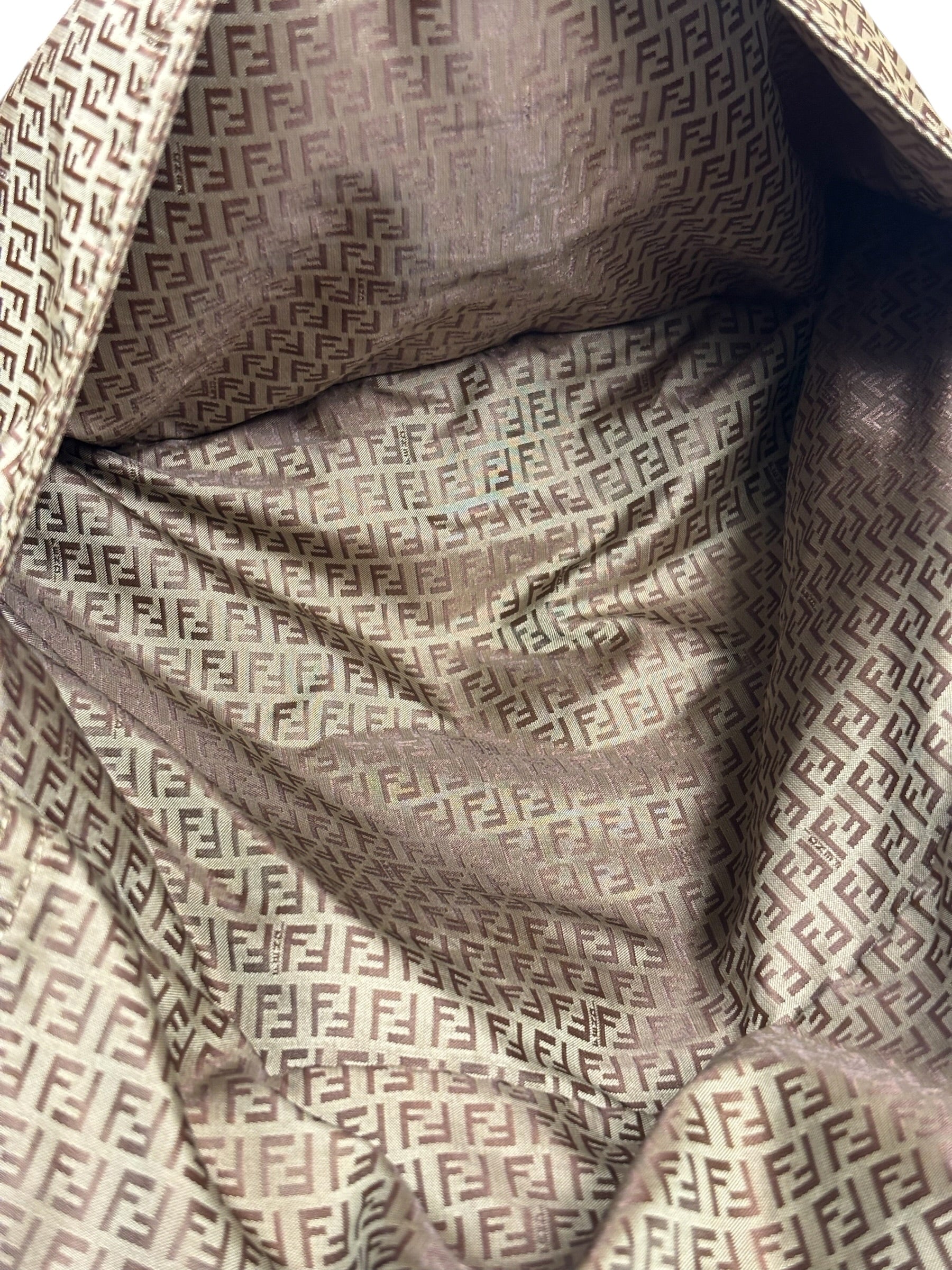Fendi Brown Leather Trim Zucca Mamma Forever Baguette