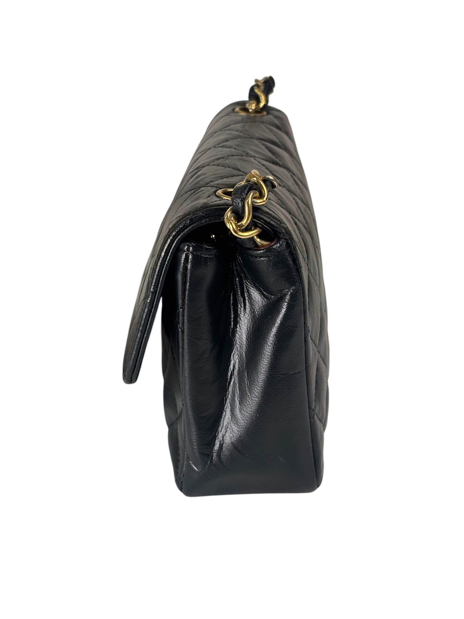 Chanel Black Quilted Leather Flap Bag 1989