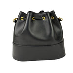 Valentino Black Leather Garavani Mini V Logo Signature Bucket Bag
