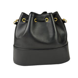 Valentino Black Leather Garavani Mini V Logo Signature Bucket Bag