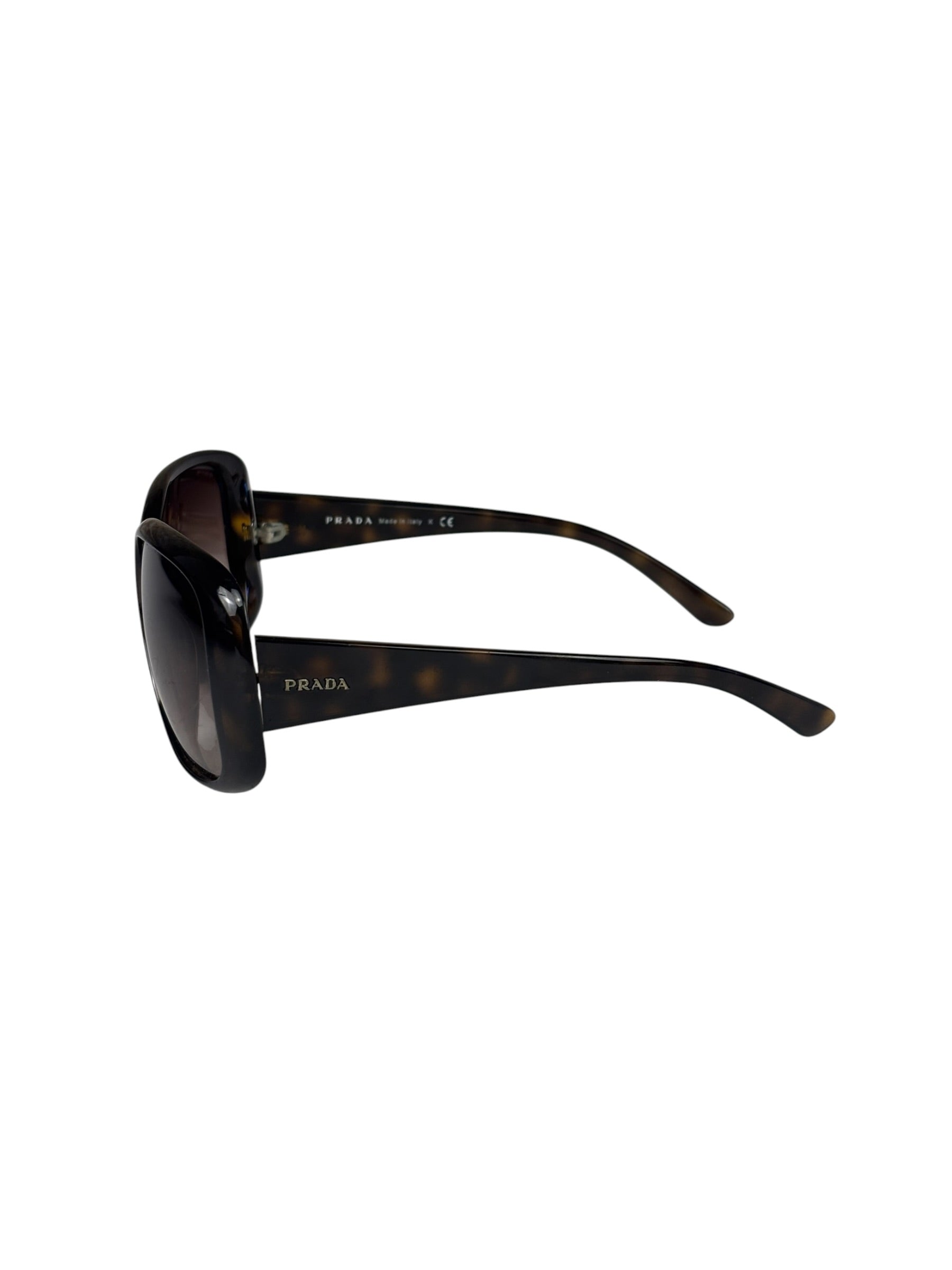Prada SPR25N Brown Tortoiseshell Acetate Oversized Sunglasses