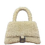 Balenciaga Furry Hourglass 2Way Handbag Beige
