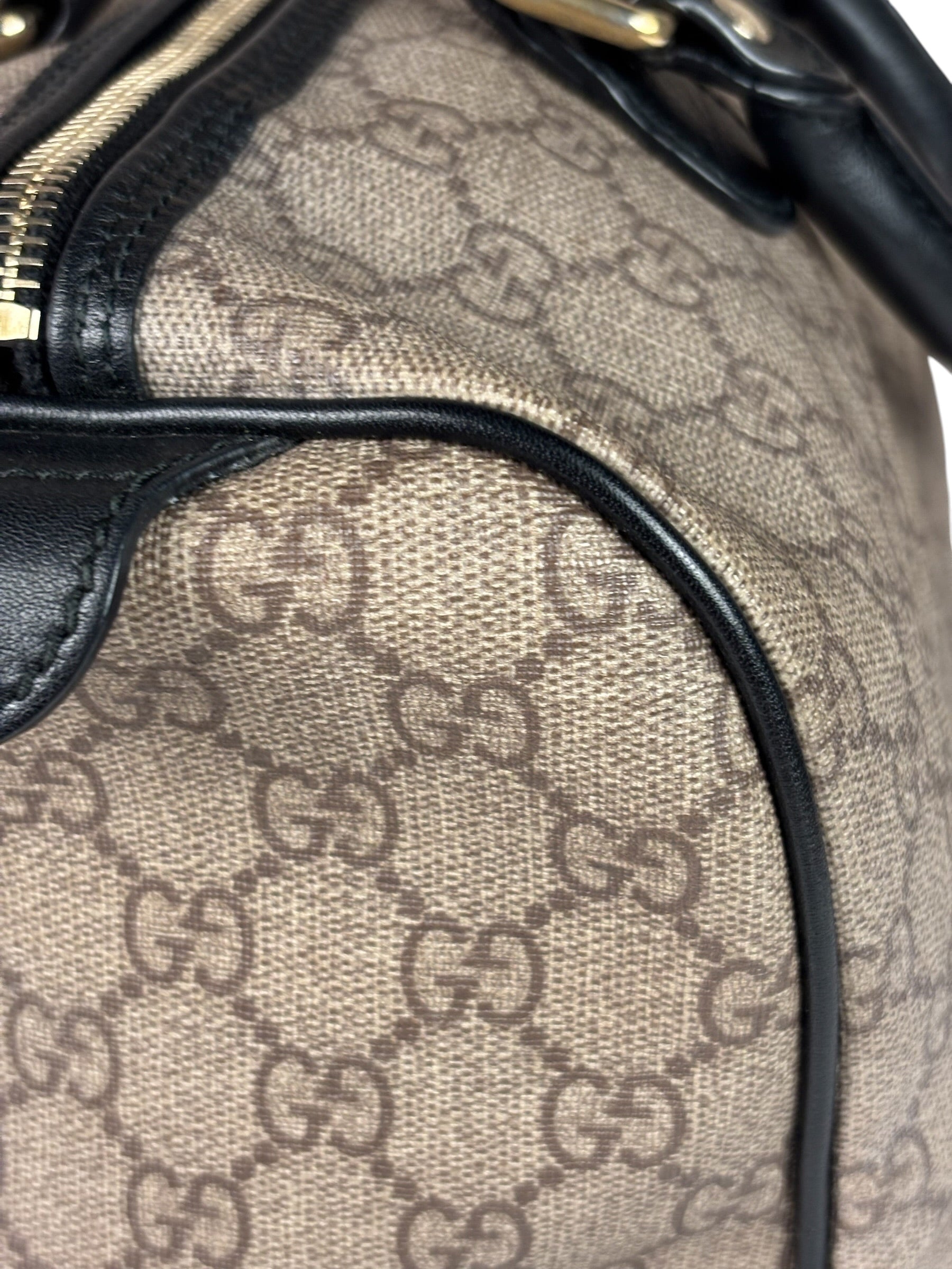Gucci Beige Leather Gg Supreme Italian Flag Joy Boston Bag