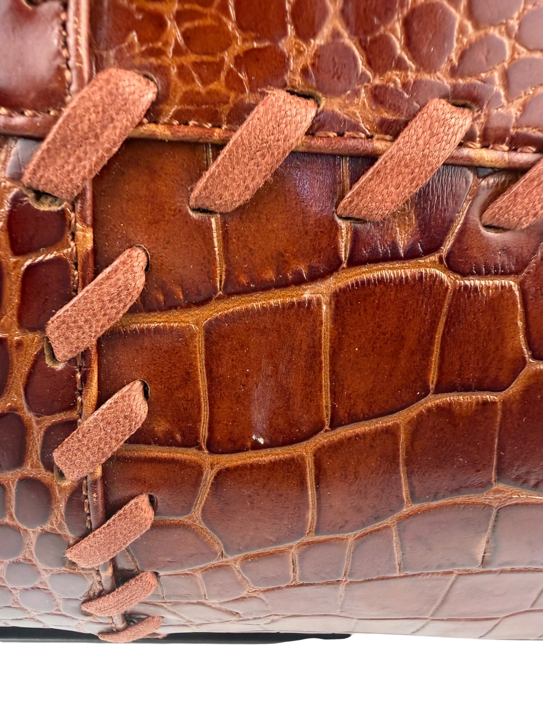 Yves Saint Laurent Vintage Croc-Embossed Leather Handbag