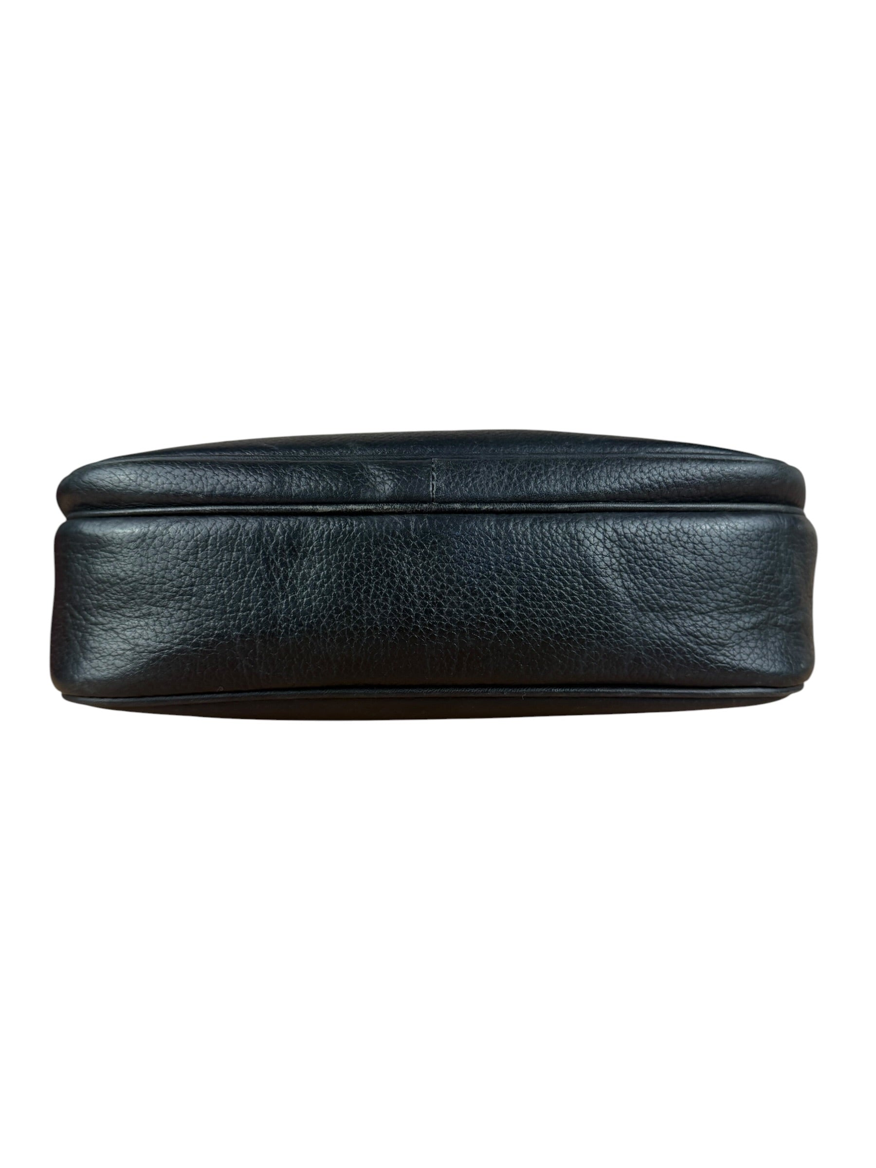 Burberry Vintage Black Pebbled Leather Crossbody Flap Bag