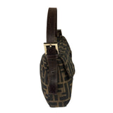 Fendi Brown Leather Trim Baguette
