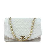 Chanel Vintage White Leather Diana Flap Shoulder Bag 1989