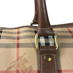 Burberry Beige/Brown Leather House Check Boston Bag