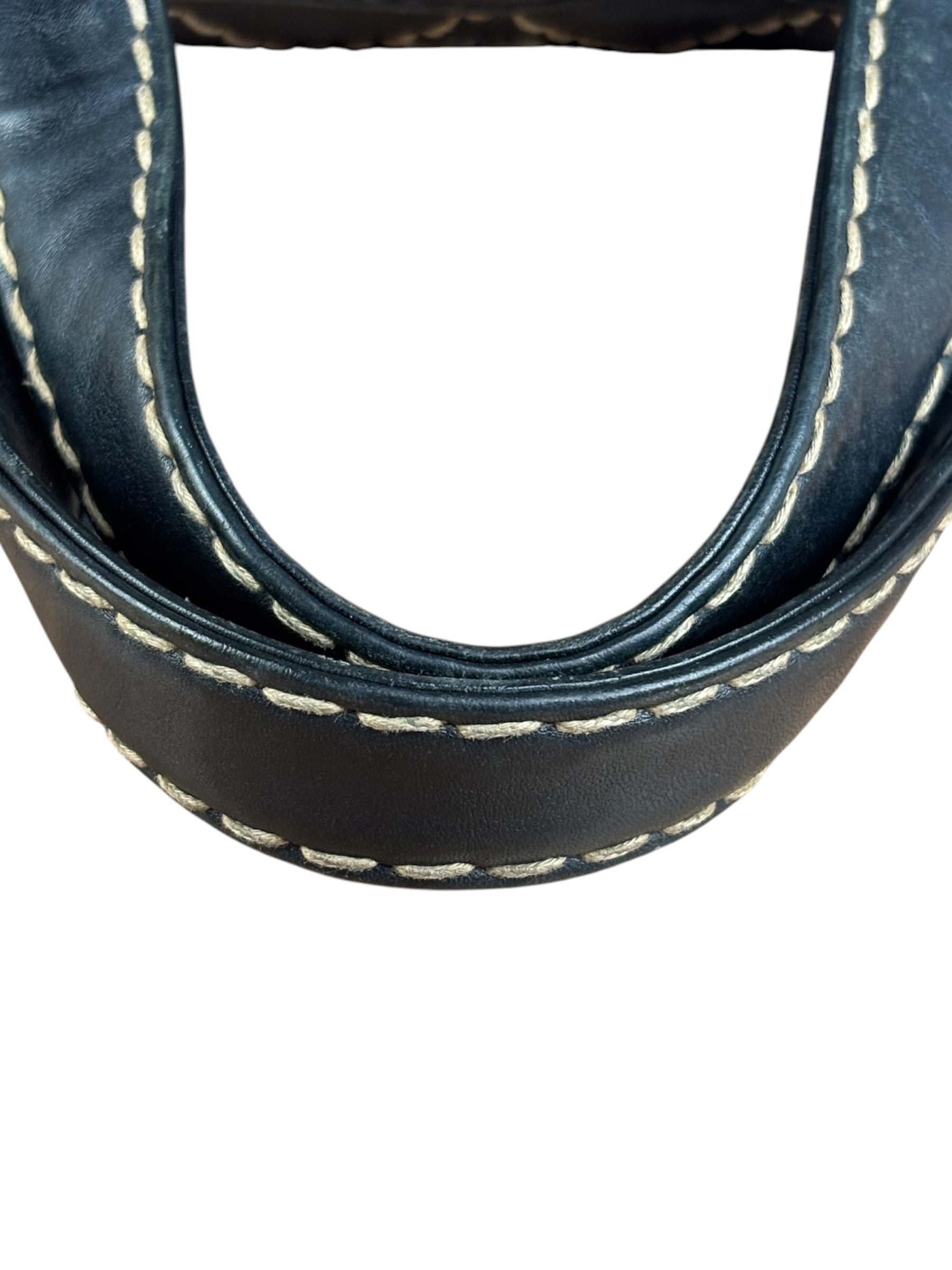 Chanel Vintage Black Leather Wild Stitch Bowler Shoulder Bag 2001