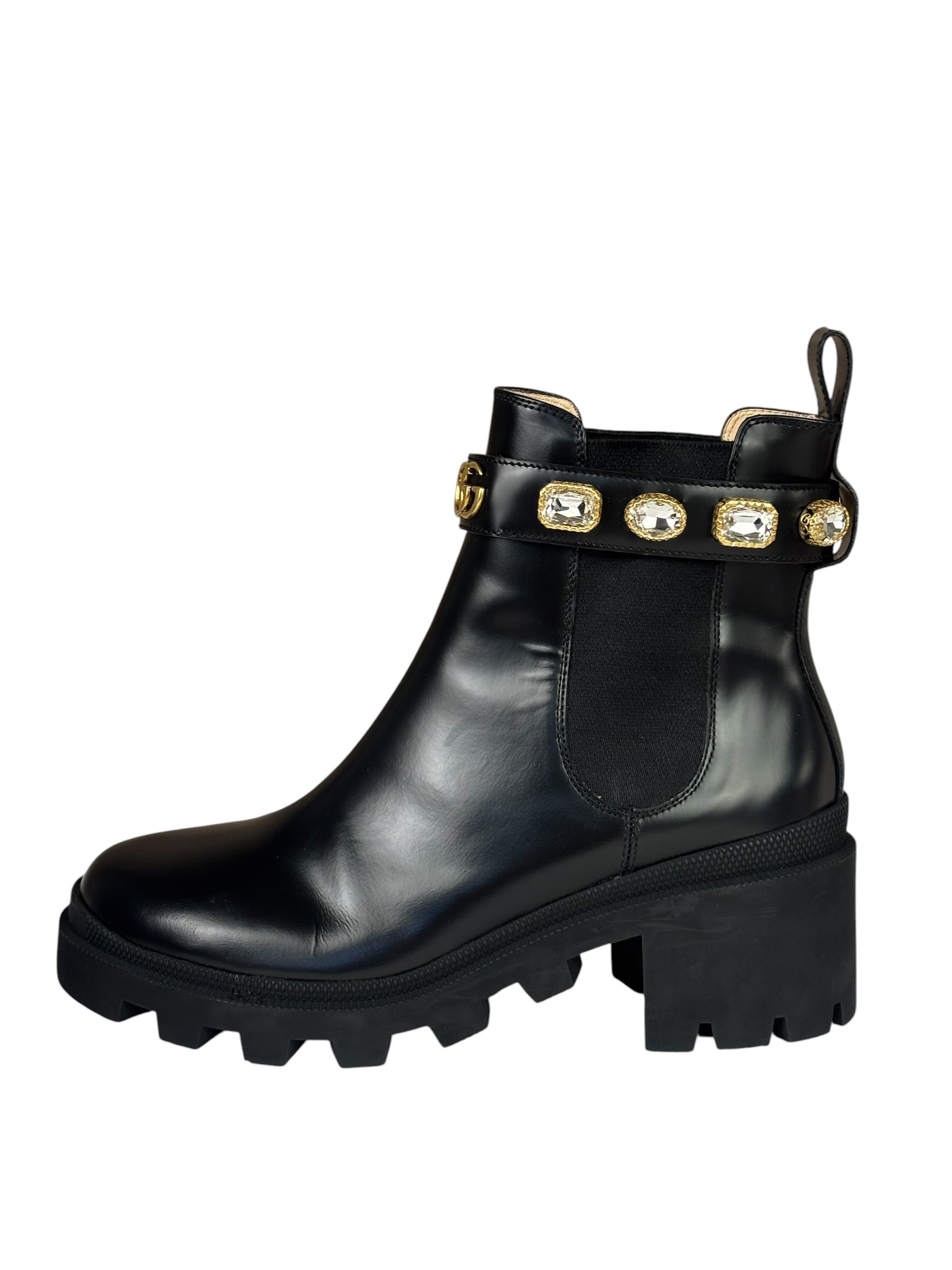 Gucci Black Kingsnake Leather Chelsea Ankle Boots