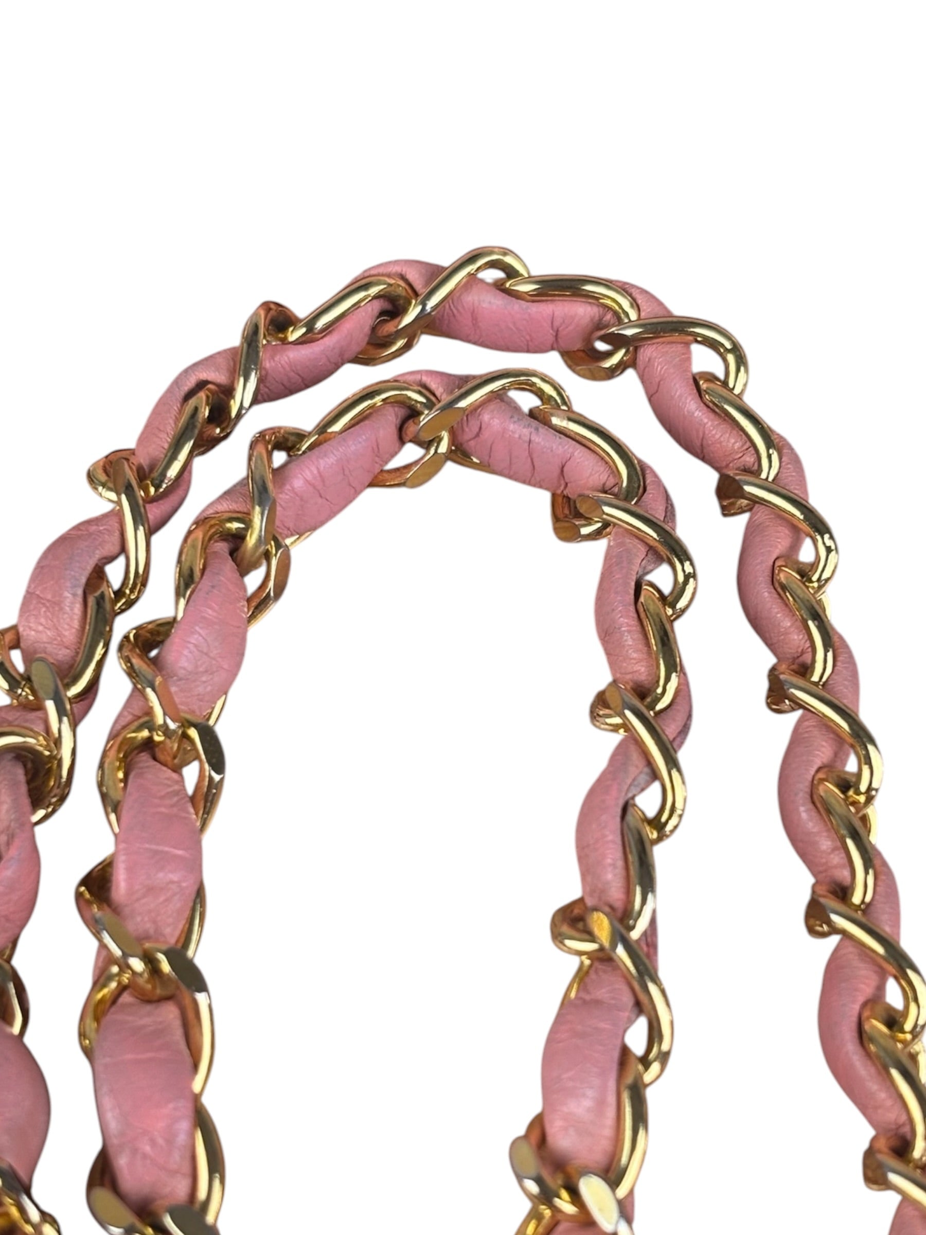 Chanel Vintage Pink Quilted Leather Trapezoid Flap Bag