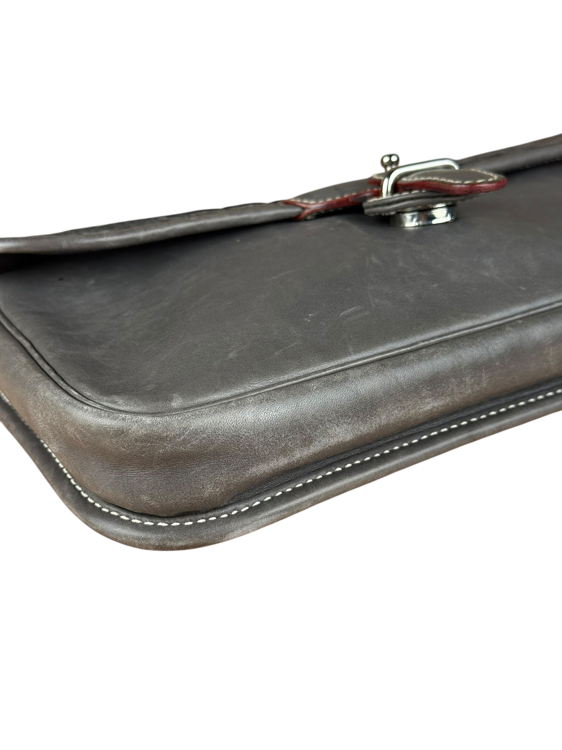 Gucci Vintage Grey Leather Flap Clutch