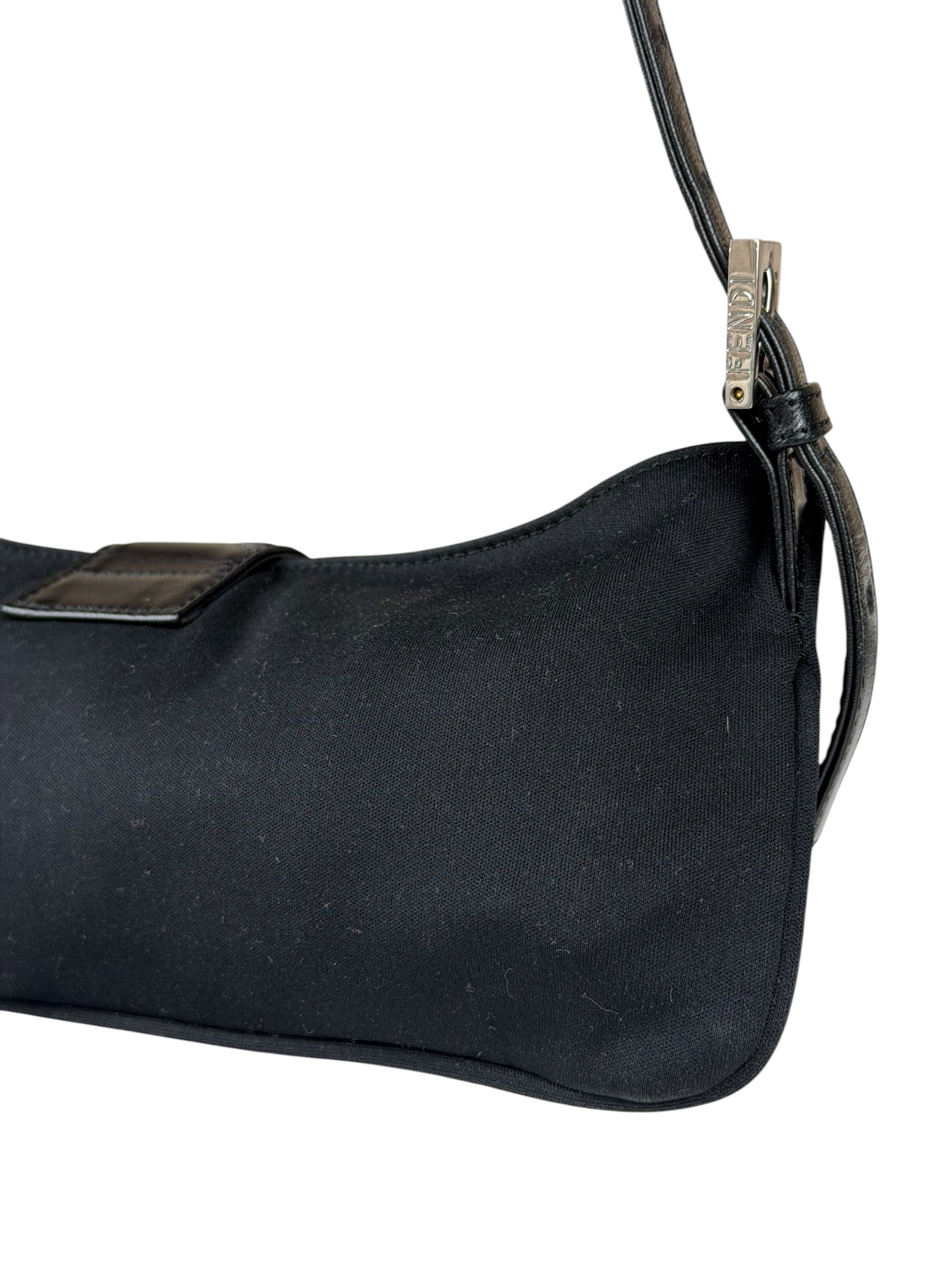Fendi Black Nylon Mamma Baguette Shoulder Bag
