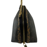 Celine Leopard Print-Trimmed Triomphe Chain Bag