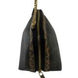 Celine Leopard Print-Trimmed Triomphe Chain Bag