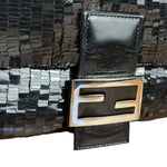 Fendi Vintage Black Sequin Baguette Shoulder Bag