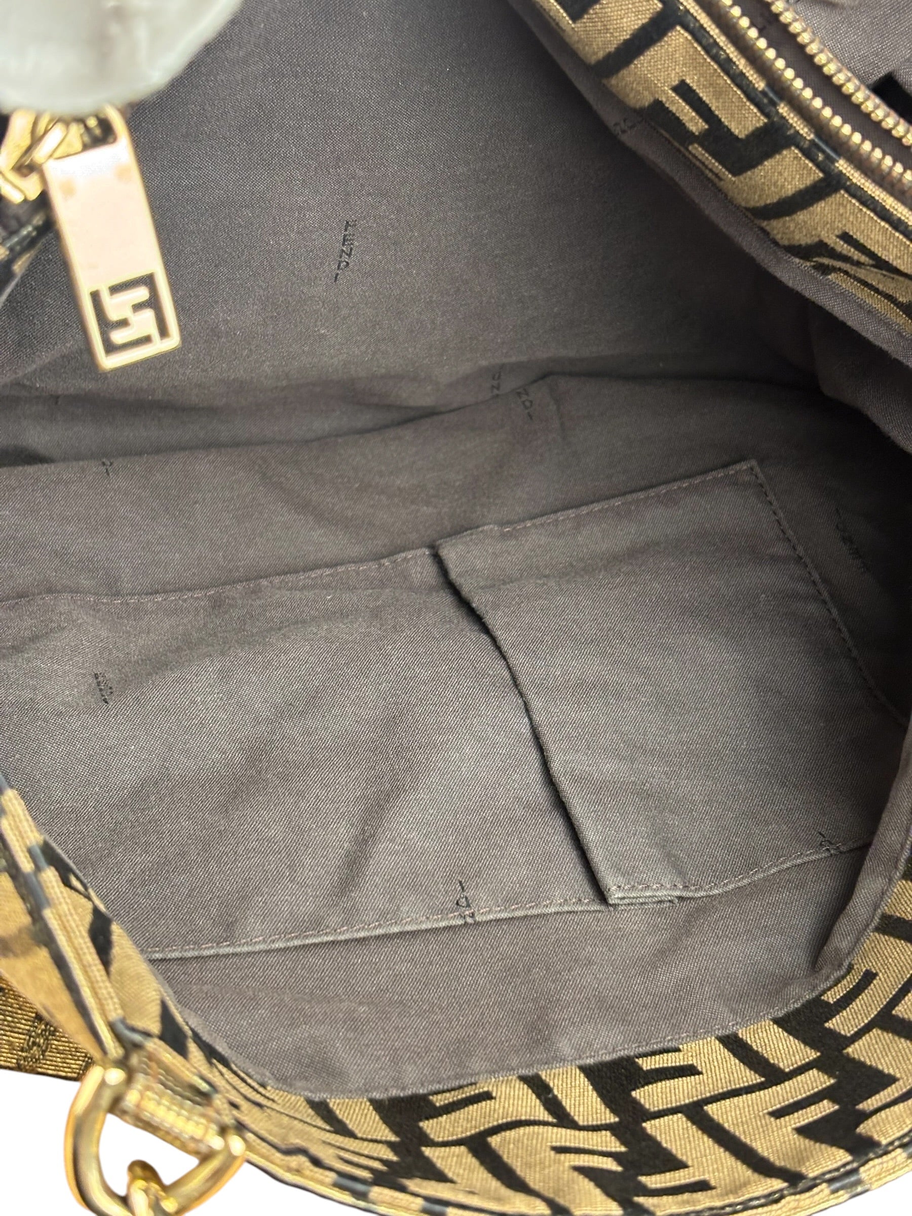 Fendi Vintage Gold Shimmer Zucca Shoulder Bag