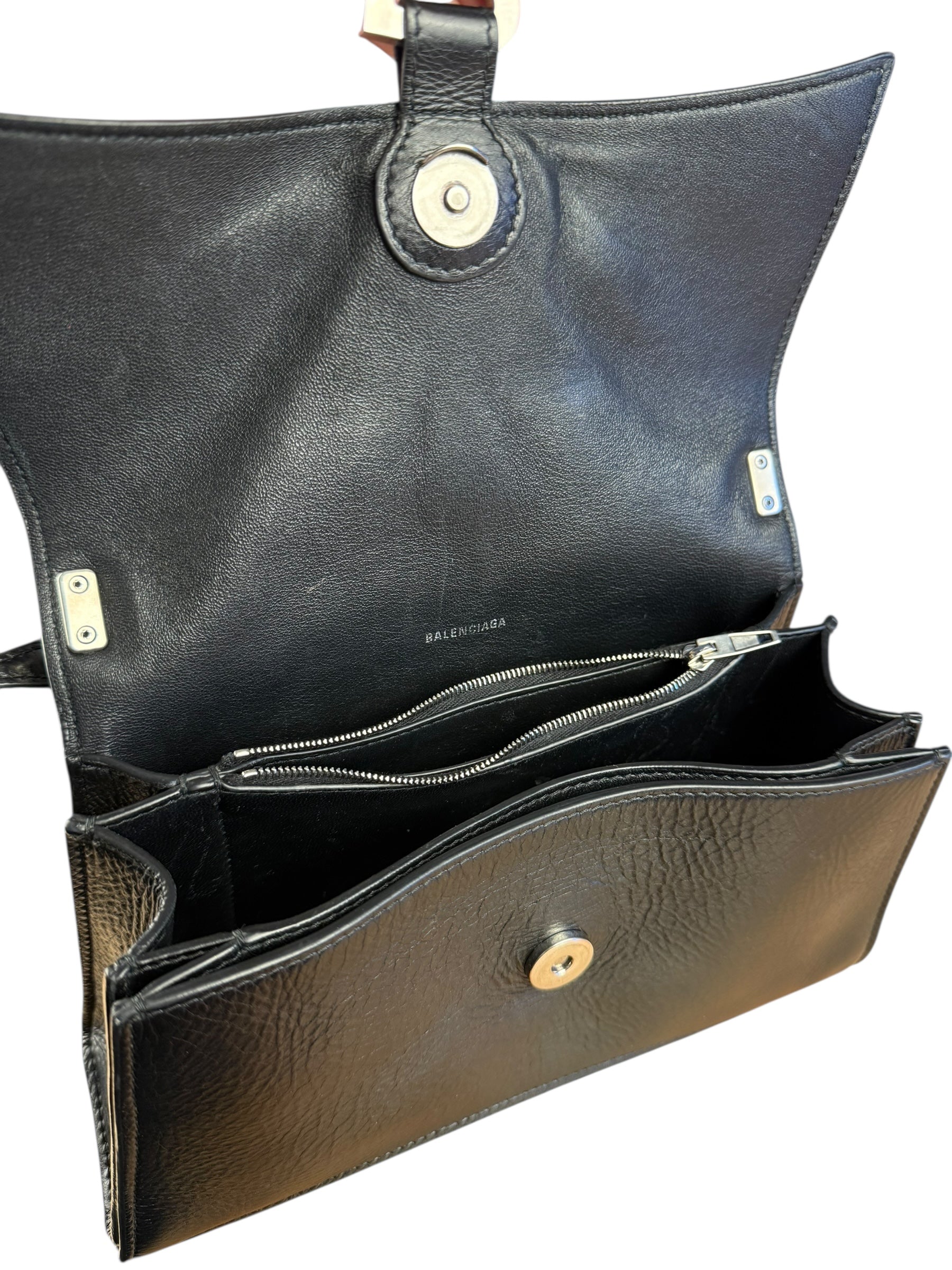 Balenciaga Crush Sling Shoulder Bag Black Leather