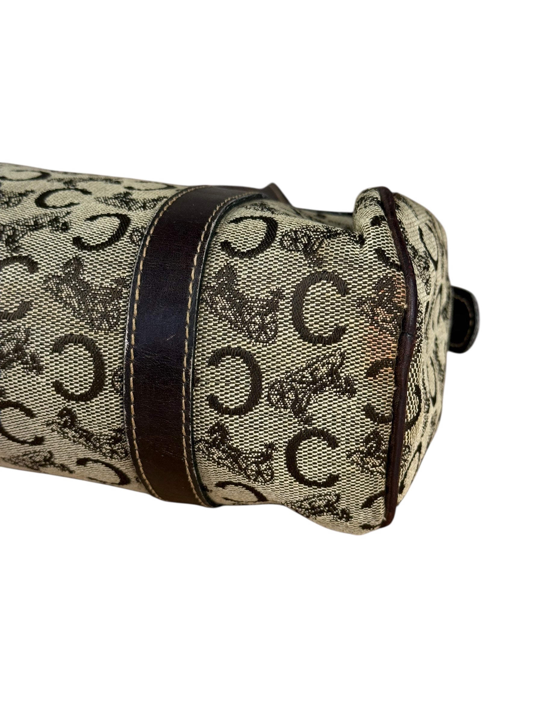 Celine Vintage Macadam Canvas Barrel Bag