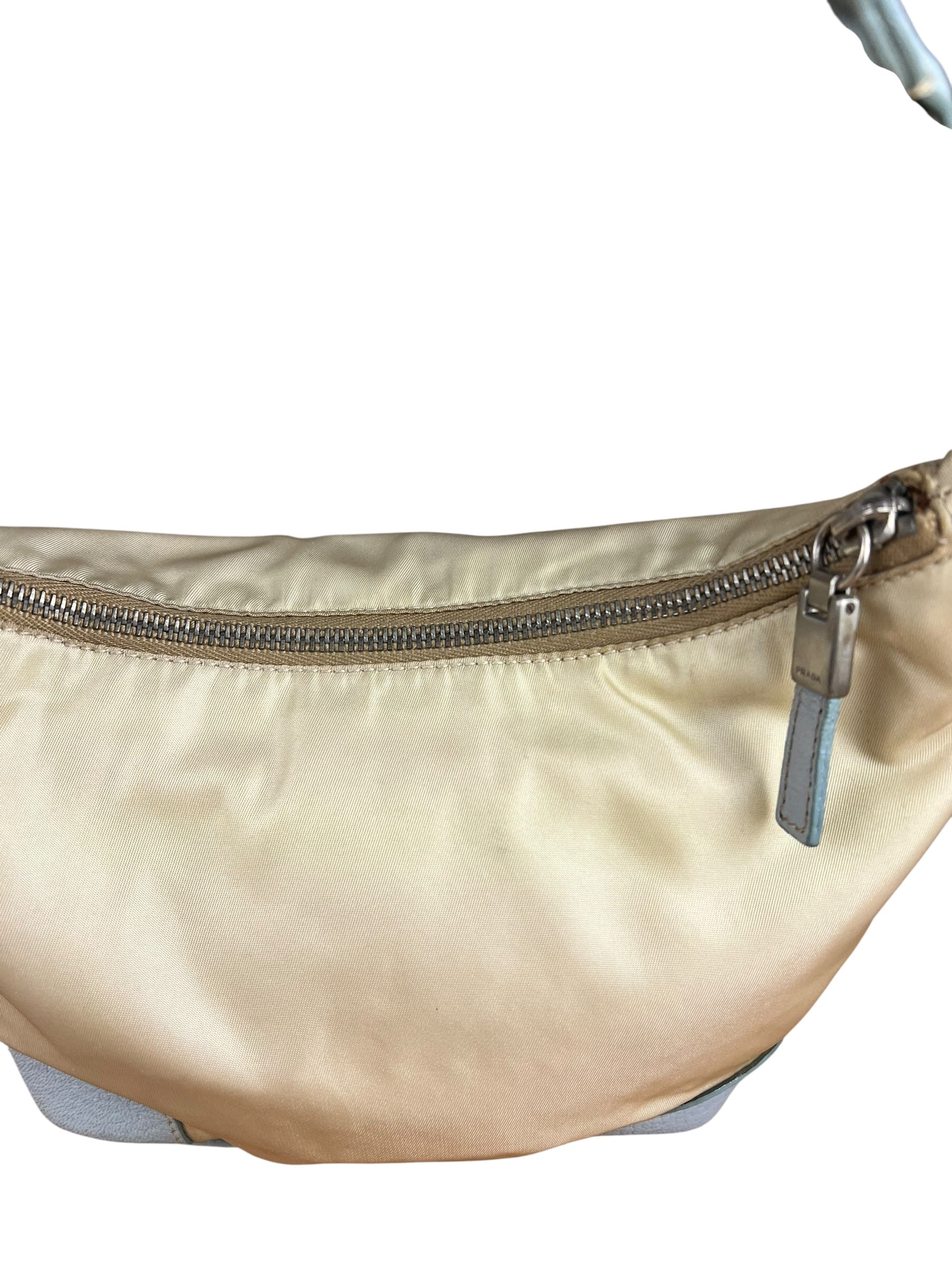 Prada Vintage Nylon Blue Leather Pochette
