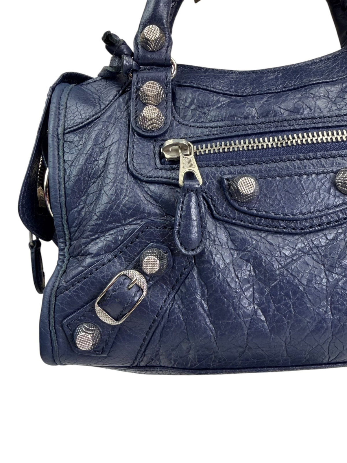 Balenciaga Navy Blue Mini City Bag