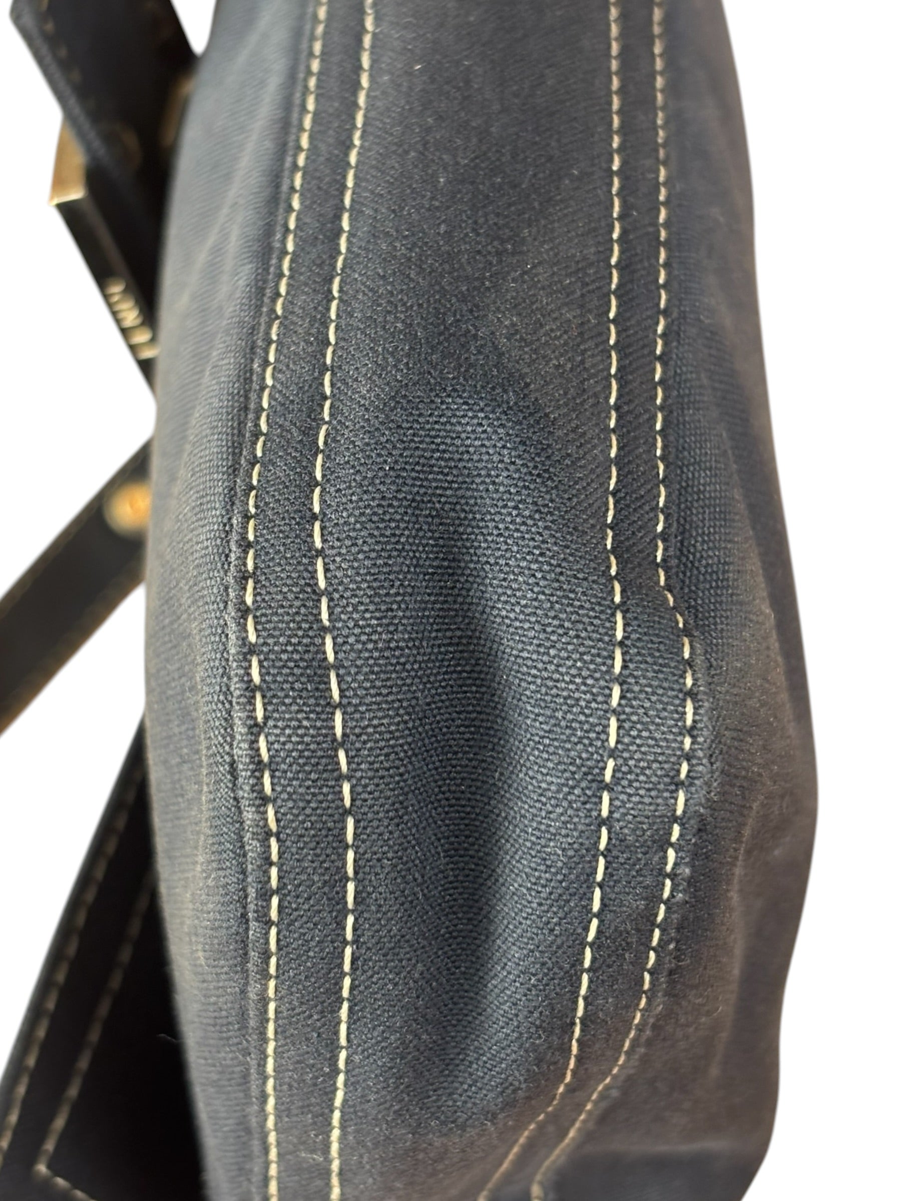 Fendi FF Wave Buckle Denim Baguette