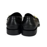 Gucci Black Leather Plaque Loafers