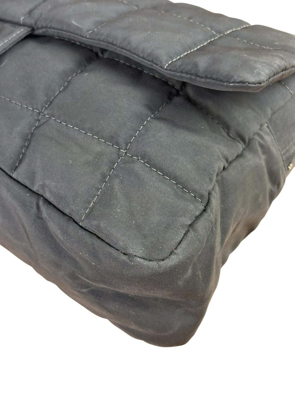 Chanel Black Nylon Chocolate Bar Flap Bag 2002