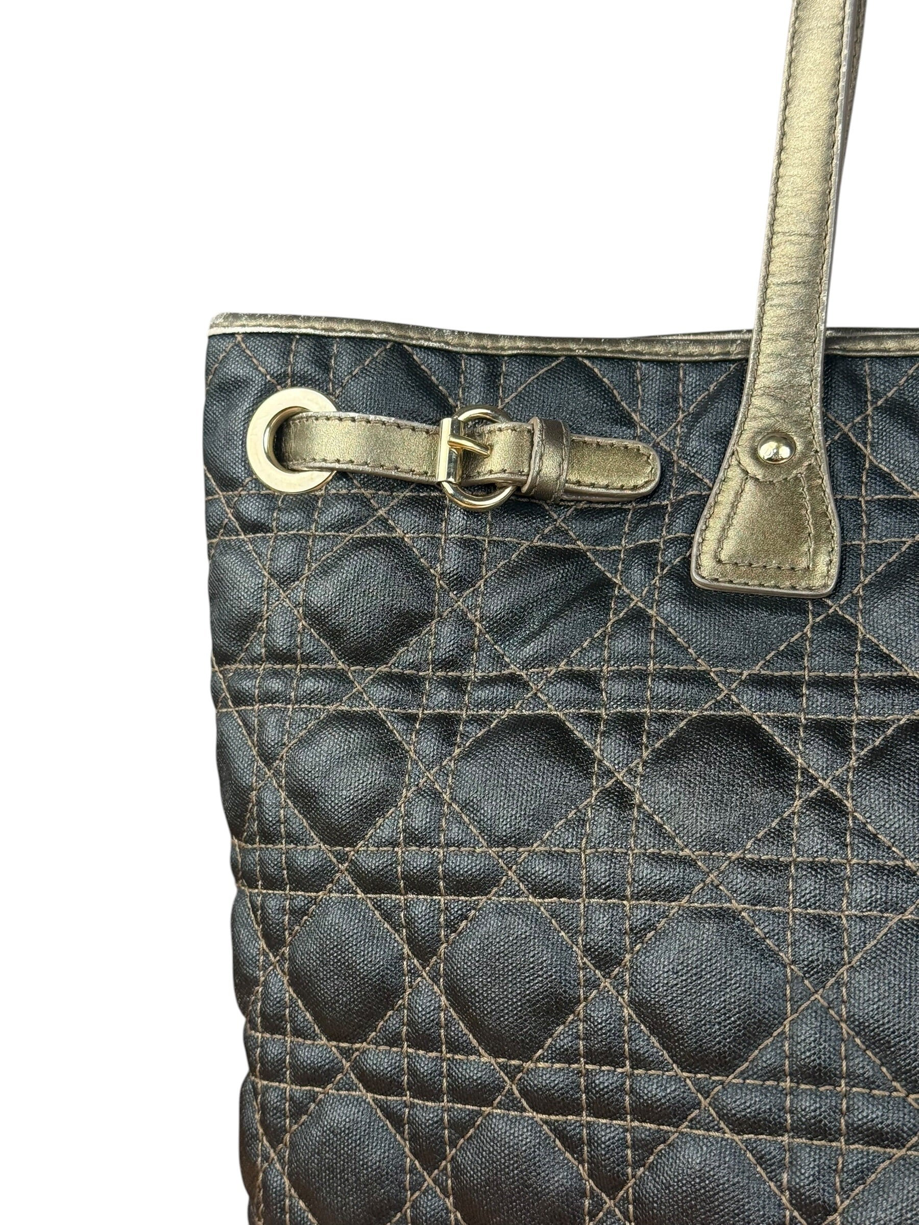 Christian Dior Cannage Quilted Panarea Tote Bag Black