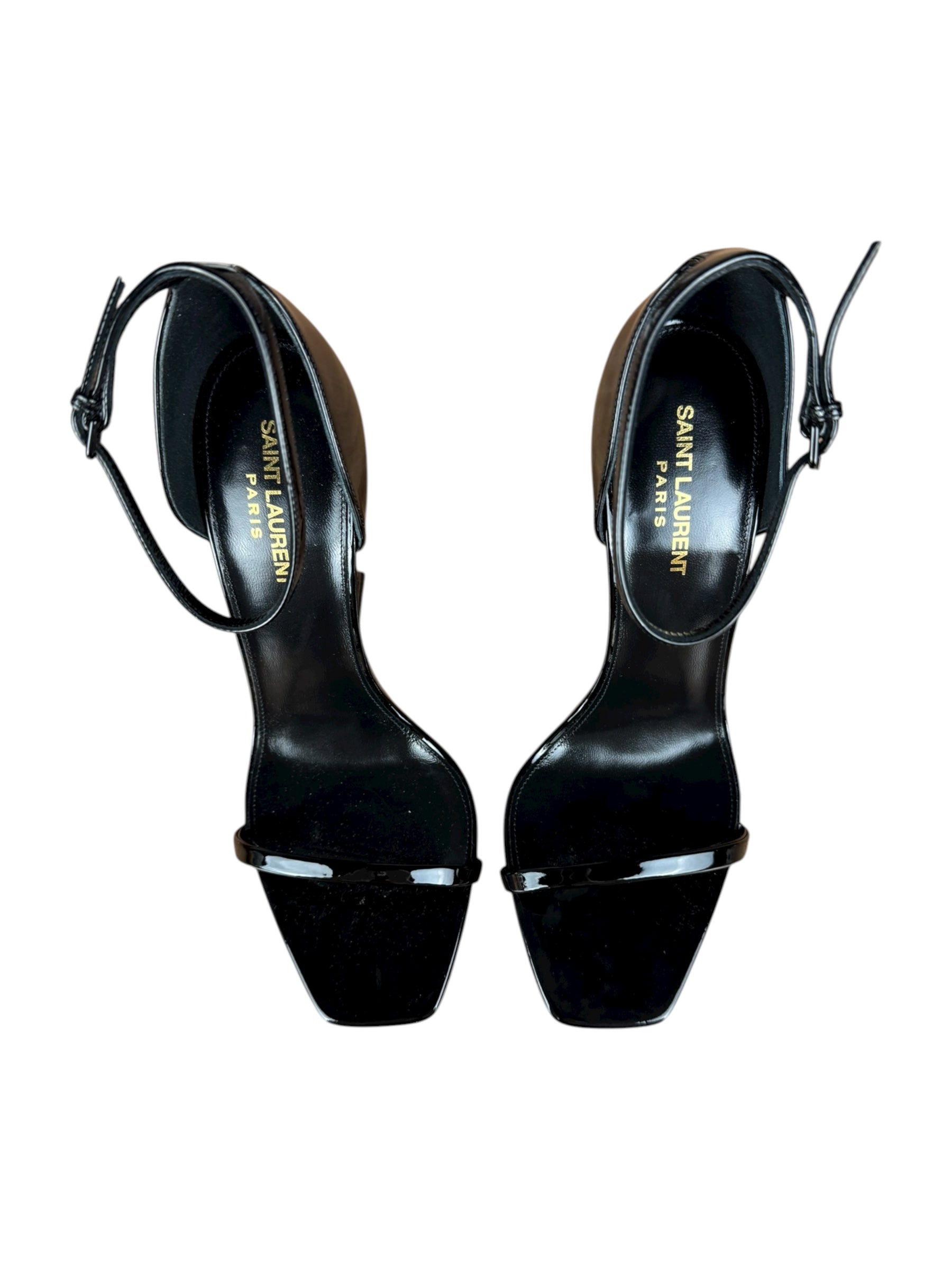 Saint Laurent Glossy Black Logo Heels