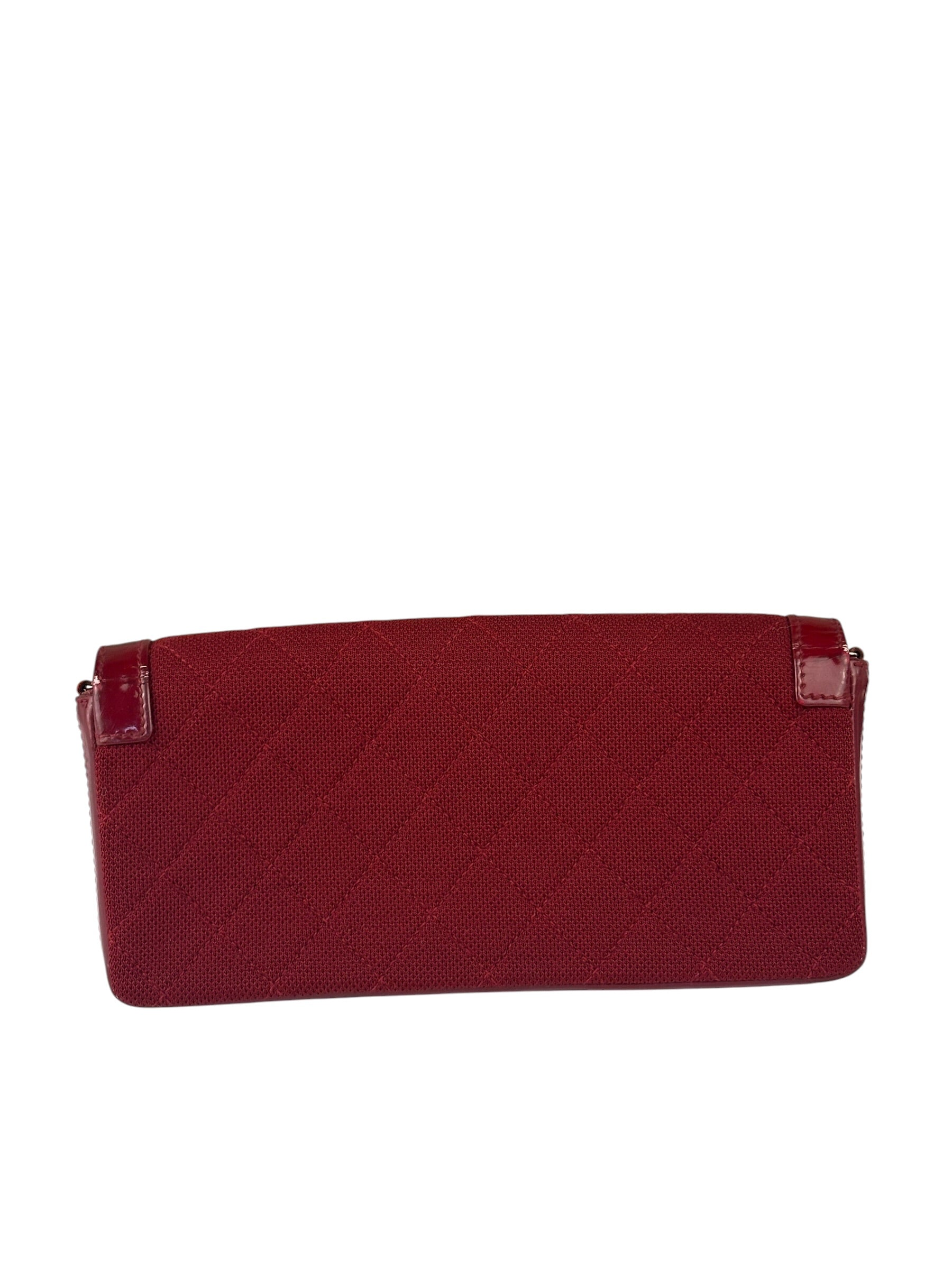 Chanel Dark Red East West Chocolate Bar Patent Trim Handbag 2002-03