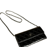Chanel Black Patent Leather Wallet on Chain 2014