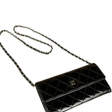 Chanel Black Patent Leather Wallet on Chain 2014