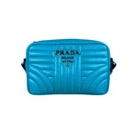 Prada Teal Diagramme Leather Chain Crossbody