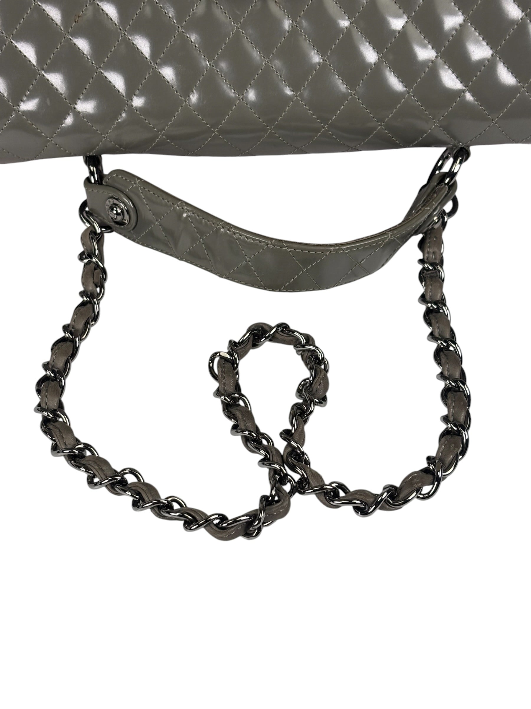 Chanel Grey Patent Leather Mademoiselle Kelly Flap Bag 2008