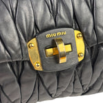 Miu Miu Black Leather Matelasse Shoulder Bag