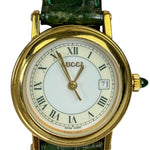 Gucci 7200L White Roman Dial Green Croc Strap