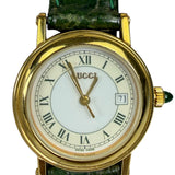 Gucci 7200L White Roman Dial Green Croc Strap