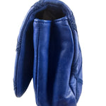 Chanel Blue Leather Diamond Stitch Iridescent Chain Flap Bag 2012