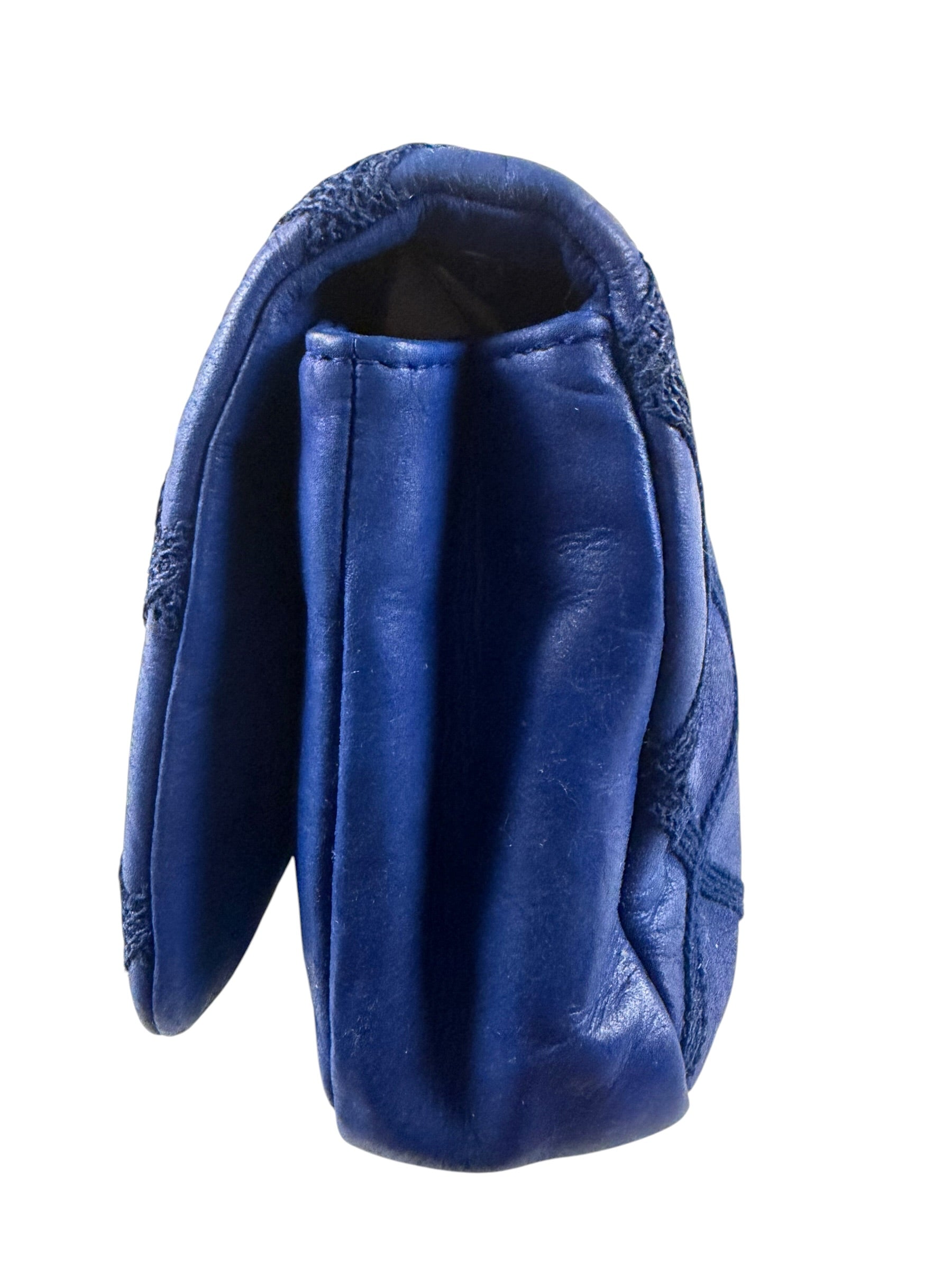Chanel Blue Leather Diamond Stitch Iridescent Chain Flap Bag 2012