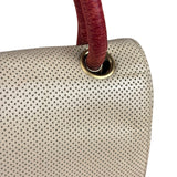 Chanel Beige Perforated Leather CC Flap Bag 2001
