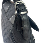 Gucci Vintage Black Horsebit Studded Chain Shoulder Bag
