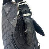 Gucci Vintage Black Horsebit Studded Chain Shoulder Bag