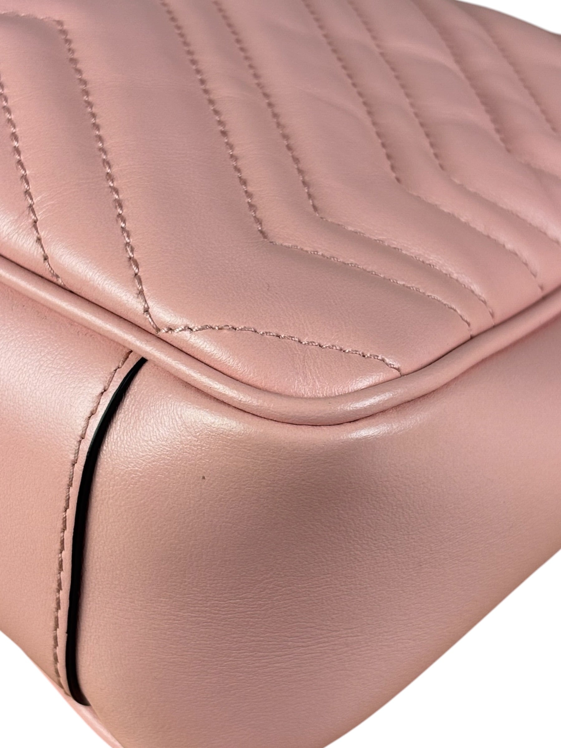 Gucci Pink Leather GG Marmont Shoulder Bag
