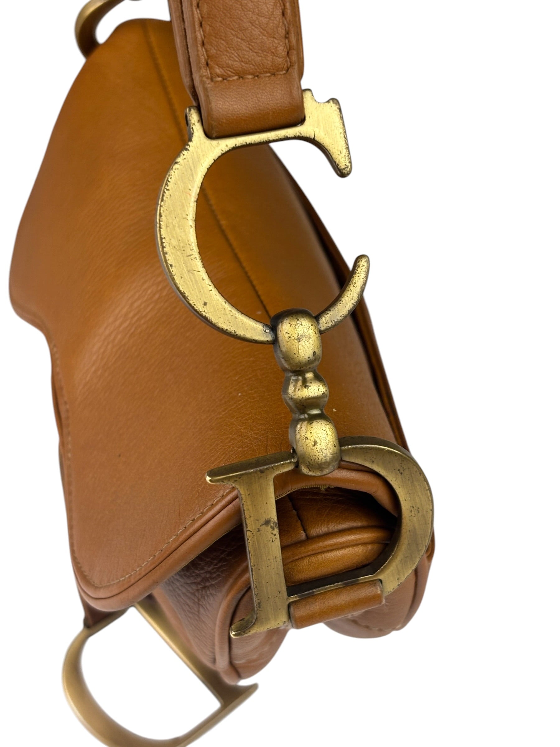 Christian Dior Tan Brown Leather Medium Saddle Bag