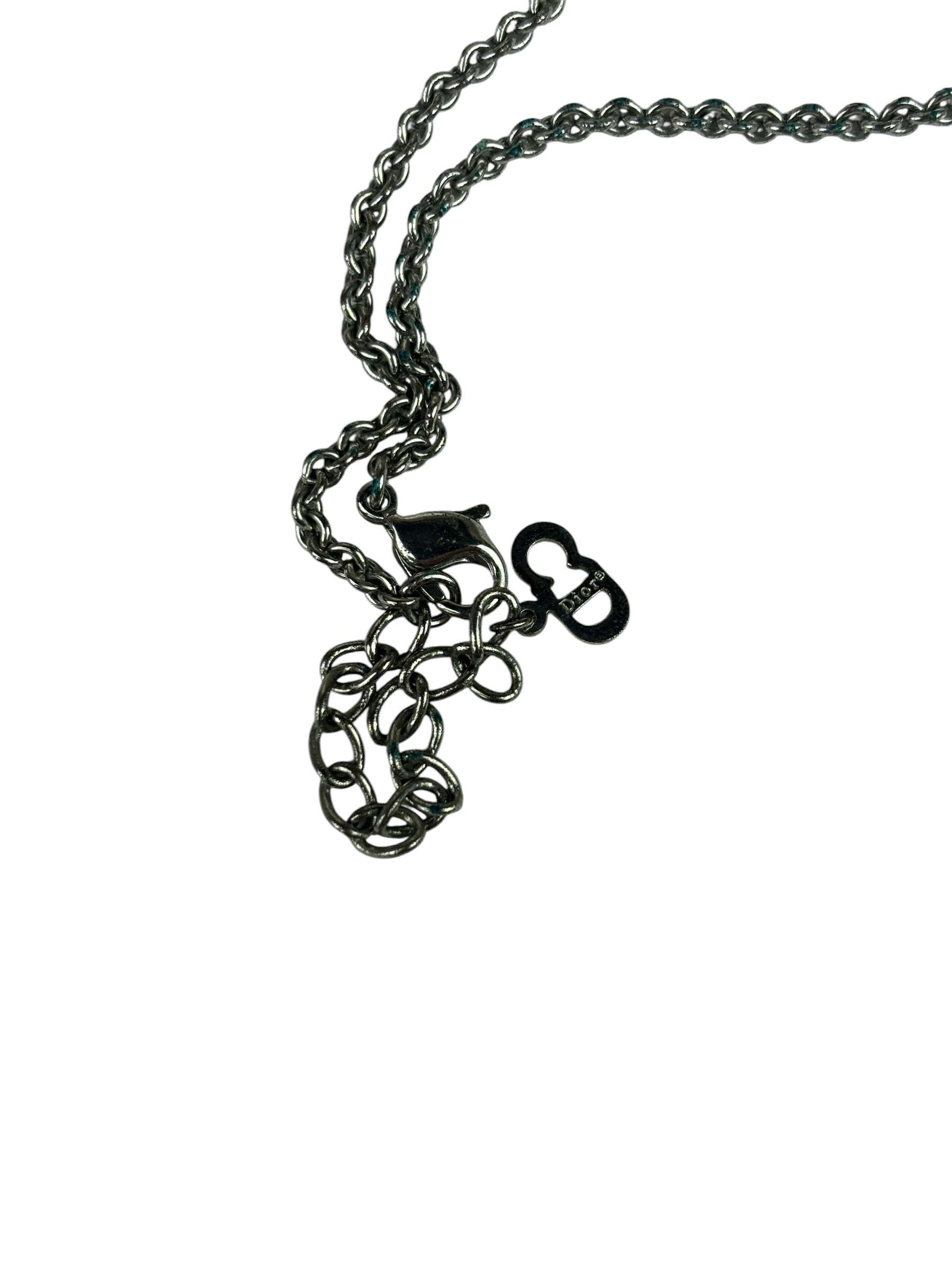 Christian Dior Dior Letter Charm Silver Necklace