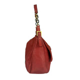 Fendi Red Leather Mamma Baguette Shoulder Bag