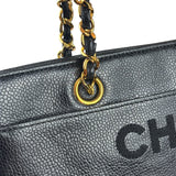 Chanel Vintage Black Caviar Leather Timeless Chain Shoulder Tote 1998