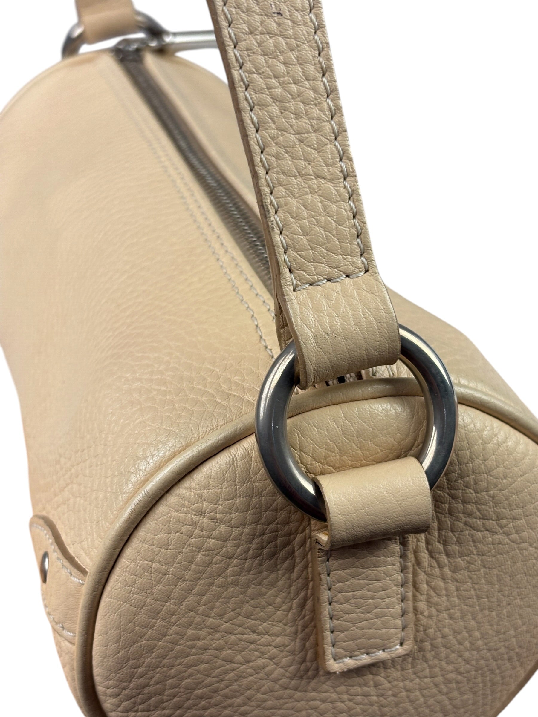 Burberry Cream Calfskin Barrel Shoulder Bag