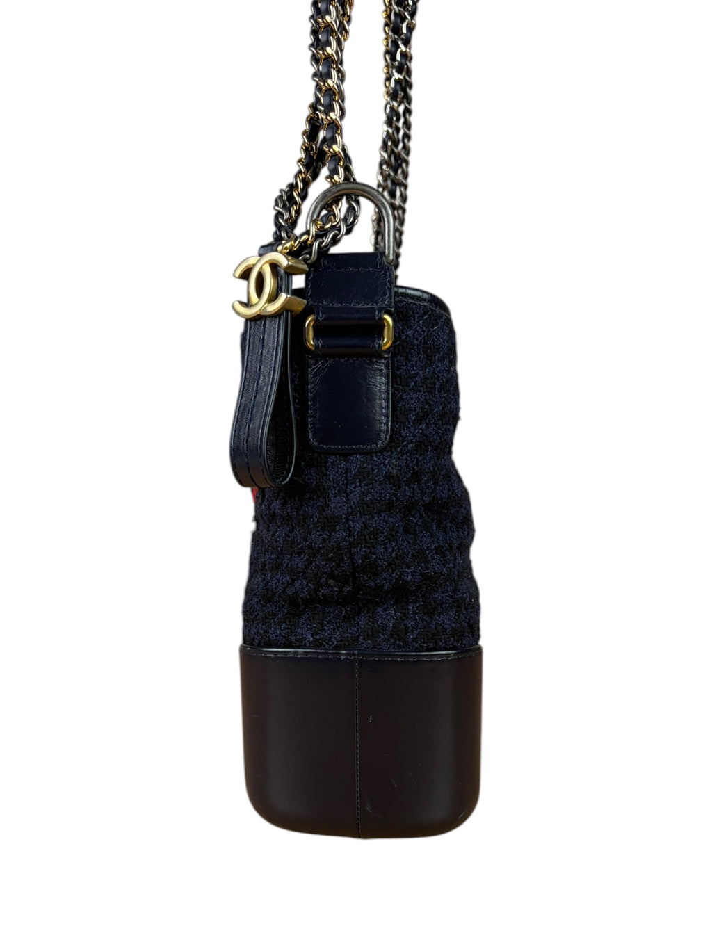 Chanel Navy Leather Trim/Tweed Gabrielle Shoulder Bag